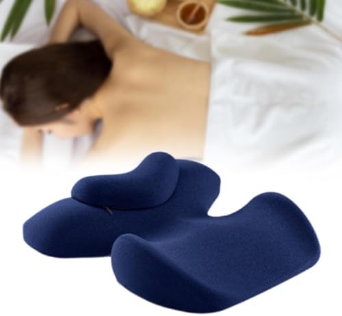 harayaa Memory Foam Massage Neck Pillow Breathable Resuable Multipurpose Beauty Salon Support Pillow for Sleeping Bedroom Salon Women, Dark Blue