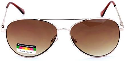 Metal Tear Drop Progressive No Line Reading Glasses Tri-Focal Reader Outdoor Sunglasses