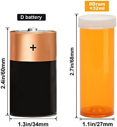 Empty Plastic Pill Bottles with Easy Open Snap Caps (Not Child Resistant), Prescription Medication Vials, Clear Containers Pill Cases Organizers (8 Dram, 12pcs)