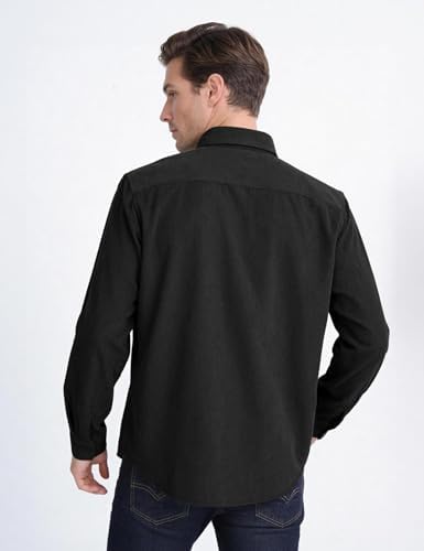 Eisctnd Men's Corduroy Shirt Jacket - Button Down Long Sleeve Casual Streetwear Loose Fit Lightweight Shacket for Spring Fall