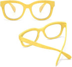 Retro Lightweight Reading Glasses Round Big Frame Blue Light Blocking for Women Ladies Computer Readers