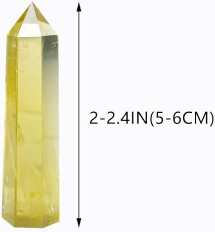 1PCS Citrine Healing Crystals Towers / 1.96-2.36" Natural Reiki Energy Wand Stone 6 Faceted Chakra Quartz Crystal Reiki Meditation Therapy Decoration Gifts