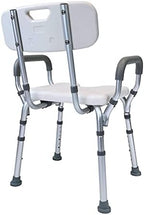 Deluxe Armed Shower & Bath Chair with Back & Arms, Snap On Tool Free Assembly, Lightweight & Seat Height Adjustable, Great for Travel (Hygienic with Back)