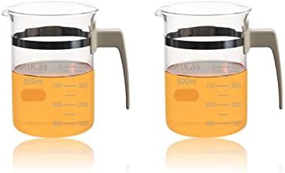 Glass Beaker with Handle, Vol. 500ml, 3.3 Borosilicate Griffin Low Form with Printed Graduation,Pack of 2, UBG1050