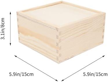Alipis Wood Wedding Candy Box 15x15x8cm Portable Wooden Box with Drawer for Bridesmaid Party Favors and Festival Candy Packaging