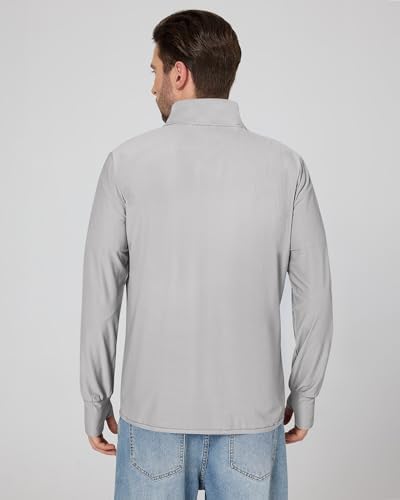 Locachy Men's UPF 50+ Sun Protection Lightweight Outdoor Jacket Full Zip Long Sleeve Fishing Hiking Performance Shirt