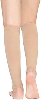 TOFLY® Calf Compression Sleeve for Men & Women, 1 Pair, Footless Compression Socks 20-30mmHg for Leg Support, Shin Splint, Pain Relief, Swelling, Varicose Veins, Maternity, Nursing, Travel, Beige XXL