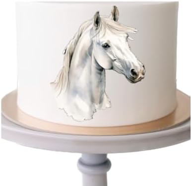 Edible White Horse Cake Topper, Icing Sheet Design, 5 Inches Tall