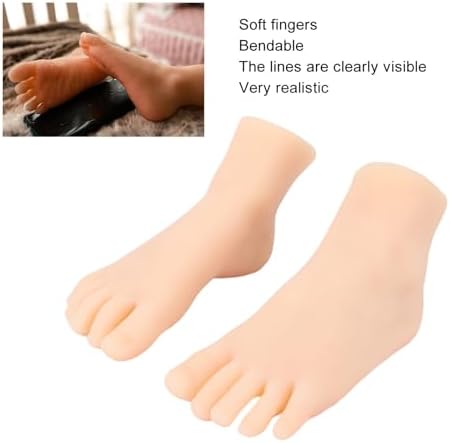 Realistic Silicone Feet, 1 Pair Soft Silicone Silicone Foot Mannequin, 19-20 Size Dummy Foot Model for Practicing Drawing Props Performances