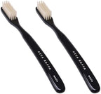 Acca Kappa Vintage Black Toothbrush Pure White Bristles Retro-Style Ergonomic Handle, 2-Pack Bundle