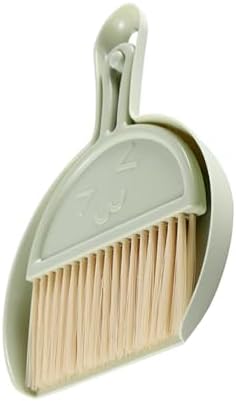 Tyenaza Mini Brush Dustpan Set, Mini Broom Dustpan Set Smile Face Plastic Handheld Efficient Cleaning Portable Tiny Brush Dustpan for Tabletop Office(Green)