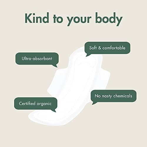 Naty Sanitary Pads Super – Plantbased and Absorbent Pads for Women, Organic Cotton Menstrual Product, Better for Feminine Health (12 Count)
