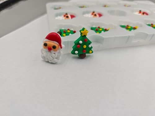 Edible Christmas Themed Sugar Santa Claus cake decorations, Christmas Tree cupcake toppers, perfect Icing Cookies decro for Xmas Gingerbread House, Macaron and Cakecicles Decorating