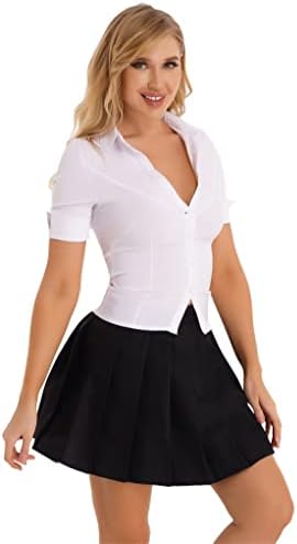 Women's 2 Piece Sexy Secretary Cosplay Costume Outfits Mini Skirt Lingerie Club Party