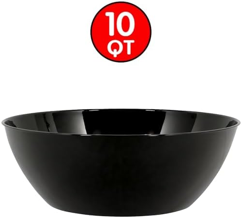 Black Plastic Recyclable Bowl - (10 qt.) 1 Piece - Durable Serveware, Ideal for Everyday Use and Any Occasion