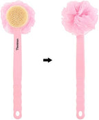 Tbestmax Loofah Back Scrubber Long Handle Shower Body Brush with Soft Mesh Sponge for Women Skin Exfoliating Bath, Massage