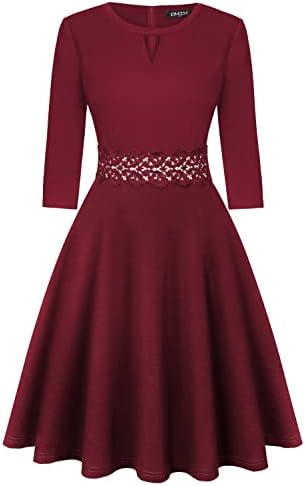 OWIN Women's Vintage Floral Lace Flared A-Line Swing Casual Party Cocktail Dresses Sleeveless