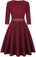OWIN Women's Vintage Floral Lace Flared A-Line Swing Casual Party Cocktail Dresses Sleeveless