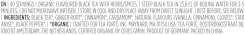Tea Forte Bombay Chai Premium Caffeinated Black Tea Blend Event Box, Bulk Pack 40 Count, 10 per tray Individually Wrapped Handcrafted Pyramid Infusers