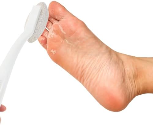 Housoutil Long Handle Foot File Callus Remover Pumice Stone for Feet Dead Skin Exfoliating Scrubber Portable Pedicure Tool for Home and Salon Use