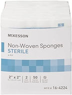 McKesson Non-Woven Sponges, Sterile, 4-Ply, Polyester/Rayon, 2 in x 2 in, 2 per Pack, 50 Packs, 100 Total
