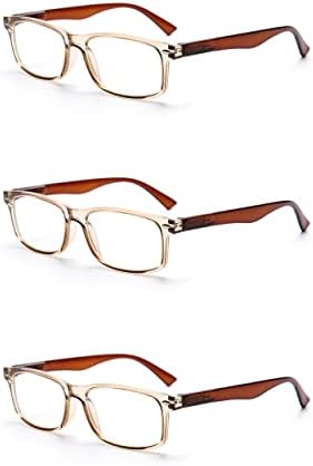3 Pack Rectangular Vintage Plastic Frame Reading Glasses for Men and Women