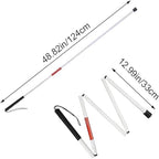 124CM 4-Section Foldable Aluminum Alloy White Reflective Walking Cane,Guide Cane, Aluminum Alloy Folding Blind Cane, Cane, Guide Pole, Lightweight Blind Cane