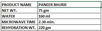 KDI Store Paneer Bhurji, Ready to Eat Indian Cottage Cheese, USDA Organic, Freeze Dried, Fully Cooked, 75g