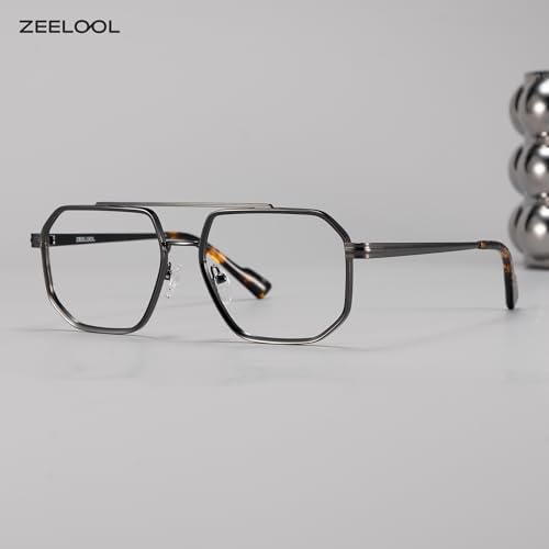 Zeelool Aviator Reading Glasses for Men, Metal Blue Light Blocking Readers Computer Eyeglasses Readers Autumn ZJGM892777-R