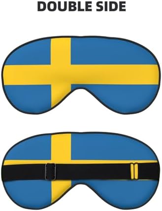 Swedish Flag Night Mask Soft Reversible Eye Cover Adjustable Strap Light Blocking Comfortable Rest