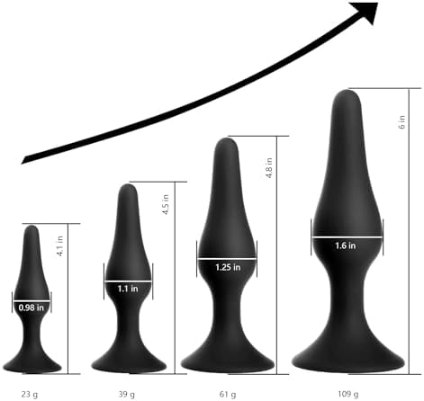 Butt Plug Anal Plug Sex Toys, HISIONLEE 5PCS Sex Anal Toys Silicone Anal Butt Plugs Training Kit with Enema Adult Sex Toys & Games for Women Male and Beginners (Black)