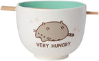 Enesco Pusheen the Cat Very Hungry Ramen Bowl with Chopsticks, 3.94 Inch, Multicolor