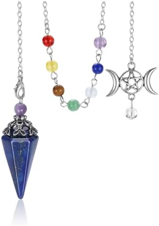 CrystalTears Lapis Lazuli Healing Crystals Pendulum Natural Crystal Stone Point Pendulums for Dowsing Meditation Divination Tool Spiritual Crystal Gifts for Witchcraft Crystal Grid Positive Energy