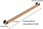1Ft-20Ft Wood Stair Handrails with Wrought Iron Brackets Fitting, Home Against The Wall Safety Banister Kit Loft Elderly Railing Handrail Corridor Support Rod/14Ft/420Cm