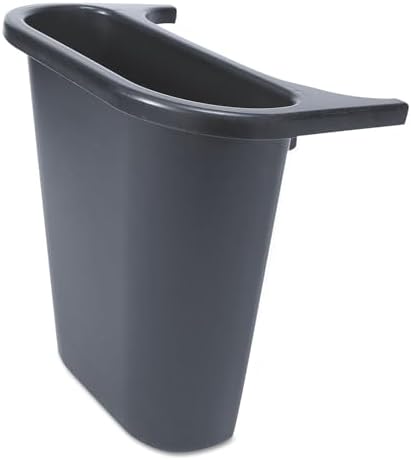 Rubbermaid Commercial Products Plastic Resin Deskside Wastebasket/Recycling Side Saddle Basket, Black, For Home/Office/Under Desk