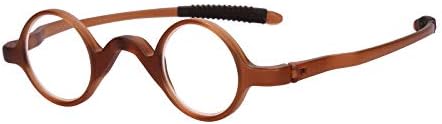 Agstum TR90 Small round eyeglasses retro Reading Glasses Readers 32-30-135 (Brown, +4.00)