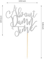 About Damn Time Wedding Cake Topper, Wedding Engagement Anniversary Party Decorations Supplies, Finally Cake Decor, Party Decorations - Silver Glitter