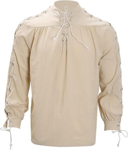 BaronHong Men's Pirate Shirt Viking Steampunk Retro Renaissance Medieval Gothic Victorian Halloween Costume