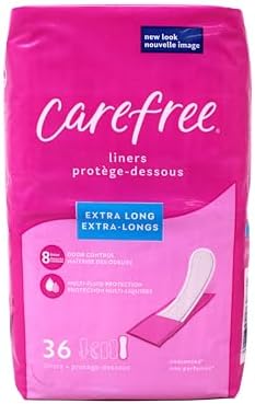 Carefree Extra Long Panty Liners, Unscented, Multi-Fluid Protection, 36 Count (Pack of 5)