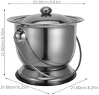 Beaupretty Stainless Steel Urine Bucket Pot with Lid 9.84 Inch Portable Chamber Pot for Adults Elderly Pregnant Women Bedpan for Home and Camping