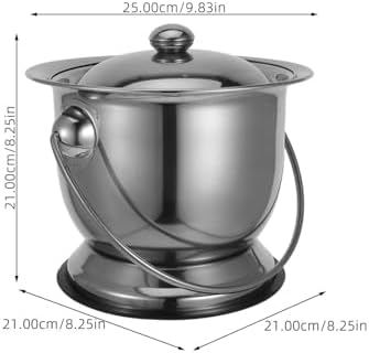 Beaupretty Stainless Steel Urine Bucket Pot with Lid 9.84 Inch Portable Chamber Pot for Adults Elderly Pregnant Women Bedpan for Home and Camping