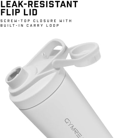 Gymreapers Stainless Steel Protein Shaker Bottle - Double Wall Insulated, Leak Proof, BPA-Free Metal Vacuum Blender Cup For Gym, Sports, Pre & Post-Workout Cold Hydration - 26 OZ (White)