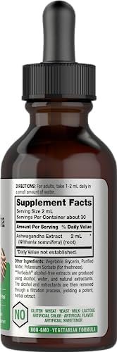 Horbäach Ashwagandha Liquid Drops | 2 Fl Oz | Tincture Root Extract | Alcohol Free Supplement for Women and Men | Withania Somnifera | Vegetarian, Non-GMO, Gluten Free