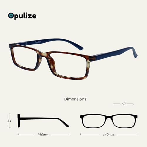 OPULIZE SEE Reading Glasses with Blue Light Blocking for Women and Men, Narrow Frame, Spring Hinges, Computer Gaming Glasses, Brown,Grey +1 (Pack of 2)