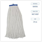 Boardwalk Cut-End Lie-Flat Wet Mop Head, Rayon, 24oz, White, 12/Carton