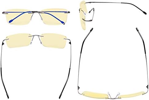Eyekepper Titanium Rimless Orange Tinted Lenses Computer Reading Glasses Readers Men Women