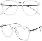 Oversized Fashion Reading Glasses Blue Light Blocking for Men Women, TR Spring Hinge Reader Anti Eyestrain (Color : Transparent, Size : 2.75+)