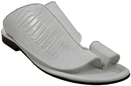 Men's PU Leather Summer Sandals, Comfy Breathable Ring Toe Flip Flops, Gladiator Sandals,Beach Sandals,Casual Walking Shoes (Color : White, Size : 8)