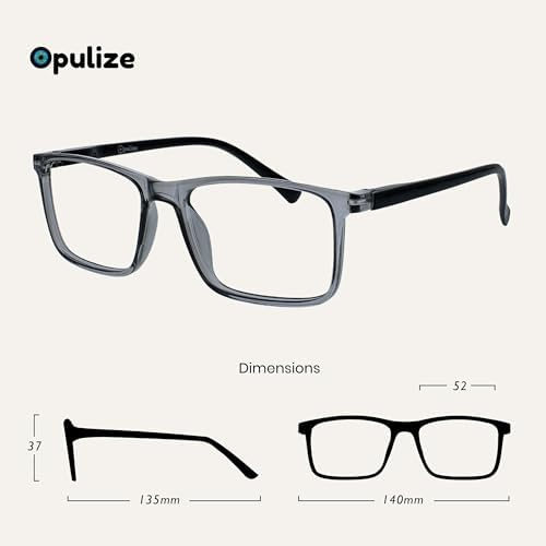 OPULIZE INK Reading Glasses - Value 4 Pack - Large Rectangular Frame - Spring Hinges - Scratch Resistant - Grey Red - Mens Womens +2.50