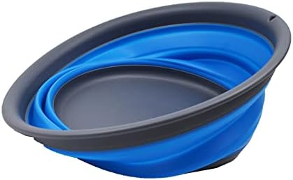 SAMMART 5.5L (1.45 Gallon) Set of 2 Collapsible Tub - Foldable Dish Tub - Portable Washing Basin - Space Saving Plastic Washtub (Grey/Blue (Set of 2))